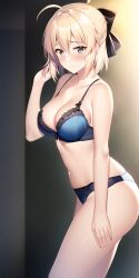 ai_generated blonde_hair embarrassed fate/grand_order fate_(series) nervous okita_souji_(fate) okita_souji_(fate)_(all) shy stable_diffusion thighs