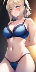 ai_generated blonde_hair embarrassed fate/grand_order fate_(series) nervous okita_souji_(fate) okita_souji_(fate)_(all) shy stable_diffusion thighs