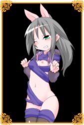 bow child dungeon_party gray_hair living_clothes long_hair long_sleeves millete panties petite stockings tight_clothing