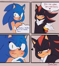 2boys anthro blush comic exposed_torso footwear gay handwear male_focus male_only not_porn panels sailorsonic sega shadow_the_hedgehog snapcube sonadow sonic_(series) sonic_the_hedgehog sonic_the_hedgehog_(series) text yaoi