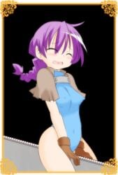 carrot_(dungeon_party) dungeon_party grinding petite purple_hair short_hair wooden_horse