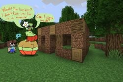 baws_(artist) big big_ass big_breasts big_butt creeper creeper_(minecraft) creeper_girl cute cute_face fat_ass green_skin huge_ass huge_breasts male minecraft shorts thick_ass thick_thighs video_games