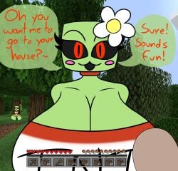 :3 baws_(artist) big big_ass big_breasts big_butt creeper creeper_(minecraft) creeper_boy creeper_girl cute cute_face fat_ass femboy green_skin huge_ass huge_breasts minecraft shorts thick_ass thick_thighs video_games