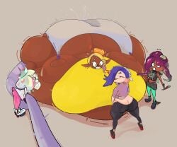 ass_cleavage butt_crack frye_(splatoon) inflation inkling inkling_girl marina_(splatoon) octoling octoling_girl pearl_(splatoon) puntthepoodle shiver_(splatoon) spherical_inflation splatoon sunken_limbs tagme