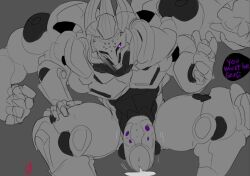 after_transformation big_penis eye_glow male male_focus male_only multi_arm multi_limb muscular muscular_male overwatch overwatch_2 penis precum precum_string ramattra robot