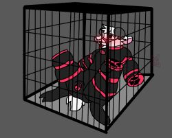 bondage cage cage_muzzle caged femboy furry furry_only goat latex latex_suit male male_only solo solo_male tied_up