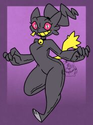 2023 anthro artist_logo banette bell_collar female furry game_freak ghost hourglass_figure looking_at_viewer nerdyreindeer nintendo pokémon_(species) pokemon red_eyes small_breasts smile thick_thighs zipper_mouth