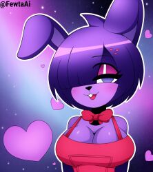 absurd_res ai_generated big_breasts bonfie bonfie_(cryptia) bonnie_(cally3d) bonnie_(fnaf) bowtie buckteeth bunny bunny_ears bunny_girl cally3d clazzey cleavage cryptiacurves dress fazclaire's_nightclub fewta five_nights_at_freddy's fnaf fredina's_nightclub galaxy half-closed_eyes heart outline portrait purple_eyes purple_fur purple_hair purple_skin red_dress scottgames smile solo