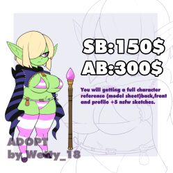 adoptable big_ass big_breasts big_butt bikini blonde_hair breasts cute emo goblin goblin_female green_skin one_eye_covered shortstack small_feet socks striped_clothing striped_legwear thick_thighs thighs wetty_18