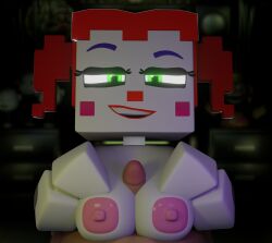 3d 3d_(artwork) baby_(fnafsl) breasts circus_baby circus_baby_(fnaf) circus_baby_(minecraft) duo fazbear_&_friends fazbear_&_friends_(zamination) five_nights_at_freddy's five_nights_at_freddy's:_sister_location g0g0g0g0g0g genitals green_eyes male male/female male_pov minecraft nipples paizuri penile penis pig_tail pov red_hair sex smile titjob white_body