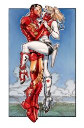 1boy 1girls batman_(series) big_ass chad_hardin crossover dc dc_comics harley_quinn high_heels in_the_air iron_man iron_man_(series) marvel marvel_comics romantic romantic_couple straight thick_ass thick_legs thick_thighs tony_stark