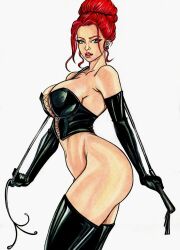 1girls 2023 black_queen corset curvaceous curvy_body curvy_female curvy_figure dominant_female dominatrix ed_benes_studio hellfire_club hi_res highres huge_breasts jean_grey legwear lingerie long_hair marvel marvel_comics mutant red_hair seductive_eyes solo solo_female solo_focus x-men