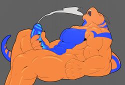 abs anthro barazoku bodily_fluids cum cumshot drake_bates edging ejaculation genital_fluids hi_res lizard male male_only masturbation mrd66 muscular pecs reptile scalie solo thick_thighs