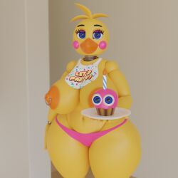 3d animatronic beak big_breasts breasts clothed clothing cupcake cupcake_(fnaf) female five_nights_at_freddy's five_nights_at_freddy's_2 g0g0g0g0g0g huge_breasts mipsmiyu nipple_piercing nipples panties robot thick thick_thighs toy_chica_(fnaf)