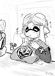 1boy 1girls big_breasts breast_on_table fully_clothed original_character sassan splatoon splatoon_2 splatoon_3