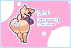 anal anthro ass big_breasts big_butt border bottomless breasts canid canine cheek_tuft clothed clothing clover_(nillykfox) dialogue digitigrade easter easter_egg egg egg_in_ass egg_insertion facial_tuft fangs female fox head_tuft holidays hybrid lagomorph leporid looking_at_viewer looking_back looking_back_at_viewer mammal nipple_outline outline partially_clothed rabbit scut_tail sepiakfox short_tail side_boob solo sweater sweater_only tail teeth text top_only topwear topwear_only tuft