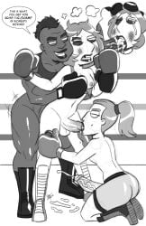 3futas aeolus06 back backboob background_character balls big_dick big_penis big_thighs blowjob boxing boxing_gloves boxing_ring boxing_shoes breasts bruised_eye bruises cleavage closed_eyes cum cum_in_mouth cumshot dark-skinned_futanari dark_skin deirdre_jackson dick dickgirl dickgirl/dickgirl dickgirl_penetrating family_guy futa_on_futa futa_only futadom futanari futasub getting_blowjob_while_penetrated gloves half-closed_eyes human human_only light-skinned_futanari light_skin lips lipstick lois_griffin messy_hair monochrome nipples penis ponytail short_hair shorts shoulder_length_hair speech_bubble sports_bra text thick thick_hips thick_thighs thought_bubble tied_hair trio wide_hips