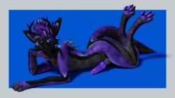 absurd_res anthro ass blender_(software) ender_(enderowy) enderowy erection fur genitals hi_res knot male nude paws pose purple_body purple_fur rexouium simple_background smile solo