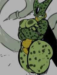 absurd_res ass big_breasts big_butt bio-android_(dragon_ball) breasts cell_(dragon_ball) crossed_arms curvy_figure digital_media_(artwork) dragon_ball dragon_ball_z featureless_crotch female hi_res humanoid imperfect_cell looking_at_viewer mammal not_furry nude rule_63 simple_background solo tail thick_thighs trailmixtrail voluptuous