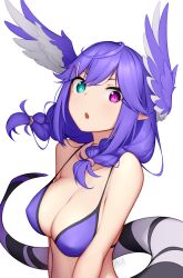 1girls ahoge bare_shoulders big_breasts bikini bikini_top braided_hair cleavage dragon_tail exposed_shoulders hair_wings head_wings heterochromia looking_at_viewer nijisanji nijisanji_en nitrus14 purple_bikini purple_bikini_top purple_hair selen_tatsuki solo solo_female solo_focus swimsuit swimwear tail twin_braids upper_body virtual_youtuber white_background