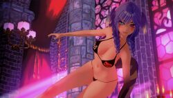 1girls 3d 3d_(artwork) belly_button big_breasts bikini black_bikini cleavage dragon_tail hair_wings head_wings heterochromia hi_res highres koikatsu navel nijihub nijisanji nijisanji_en purple_hair selen_tatsuki solo solo_female solo_focus swimsuit swimwear twin_braids virtual_youtuber