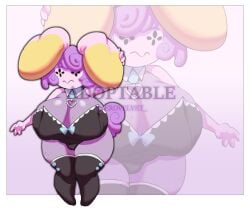 adoptable big_ass big_breasts big_nipples bunnysuit creamymyu pink_fur playboy_bunny pokémon_(species) pokemon pokemon_(species) purple_hair short_hair shortstack whismur