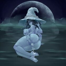 1girls ahe_gao ass barefoot big_breasts blue_eyes blue_hair blue_skin cum cum_inside cum_on_feet elden_ring feet fromsoftware groping hair_ornament leaking_cum looking_at_viewer multi_arm multi_limb nude presenting ranni_the_witch sindio sitting solo thick_thighs witch_hat