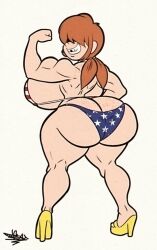 1girls 2023 american_flag_bikini ass_cleavage ass_view back_turned back_view bikini billy_(regacen) bubble_butt busty butt_crack dat_ass fat_ass female_only flexing flexing_bicep freckles freckles_on_body freckles_on_butt hair_over_eyes heels high_heels huge_ass huge_breasts human human_only large_ass large_breasts looking_back muscles muscular muscular_female oc oc_only rear_view regacen sideboob simple_background smile solo solo_female tansau thick_thighs tight_clothing tight_fit twintails