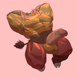 armpit_hair armpits balls bara big_balls big_penis boner emboar erection hands_behind_head male male_only muscles muscular nintendo nude penis pokemon porcine reed_sp_626 solo solo_male spread_legs suina sus_(pig)