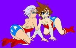 2boys crossdressing dc dc_comics femboy girly kingdom_hearts male male_only riku rose sora trap tyrranux wonder_woman_(cosplay) wonder_woman_(series)