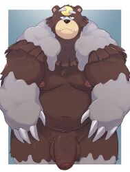 anthro balls bara bear furry male male_only muscles muscular nintendo nude o-ro overweight penis pokémon_(species) pokemon pokemon_legends:_arceus solo solo_male ursaluna ursid