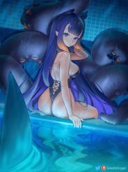 1girls alternate_breast_size ass breasts female greatodoggo hi_res hololive hololive_english hololive_myth large_ass large_breasts light-skinned_female light_skin long_hair looking_at_viewer ninomae_ina'nis one-piece_swimsuit purple_eyes purple_hair swimsuit tentacle thighs virtual_youtuber wet wet_body