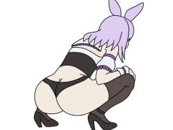 1girls 2022 2023 2d 2d_(artwork) 2d_animation 2d_artwork animated ass ass_focus bouncing_ass bouncing_butt demosense hyogayome indie_virtual_youtuber kangaroo_ears light-skinned_female light_skin no_sound purple_hair short_hair tagme thong thong_bikini twerk twerking video virtual_youtuber white_background