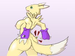 anthro ass bee bee_sting blush breasts ass canine digimon female fox renamon sting tail