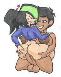 anal anal_insertion anal_penetration anal_sex artist_self-insert beauty_mark big_ass big_breasts big_butt big_penis dark-skinned_female dark-skinned_futa dark_body dark_nipples dark_skin dot_eyes female femboy futa_on_male gay_male green_hair green_hair_streak katerina_angela latina latina_female latino latino_femboy luzia self_insert topwear_only