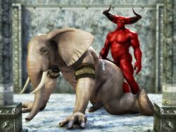 2boys 3d corwyn cum demon elephant male multiple_males penis yaoi