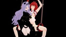 2girls 3d animated armor black_background black_gloves bouncing_breasts bound breasts brown_eyes camilla_(fire_emblem) crippplingdepression eyes_rolling_back female femsub fire_emblem fire_emblem_fates functionally_nude futa_on_female futadom futanari gloves hinoka_(fire_emblem) huge_breasts koikatsu long_hair looking_at_viewer loop mp4 no_sound pose purple_hair red_hair short_hair small_breasts v video