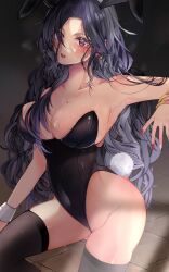 1girls 6_may_6 armpit bare_shoulders bare_thighs big_breasts black_hair black_legwear black_stockings blush bracelets bunny_ears bunny_ears_headband bunny_tail bunnysuit cleavage exposed_shoulders exposed_thighs hair_covering_eye hair_over_one_eye headband large_breasts legwear mole mole_on_breast nijisanji nijisanji_en one_eye_obstructed red_eyes scarle_yonaguni solo solo_female solo_focus stockings sweat sweating sweaty thigh_squish thighhighs thighs virtual_youtuber wrist_cuffs