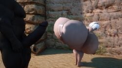 1boy 1girls 3d alternate_breast_size animated blindfold cum dark-skinned_male dark_skin enormous_breasts gigantic_ass huge_ass hyper hyper_ass hyper_breasts interracial large_ass large_penis makad321 massive_ass nier:_automata no_sound shaking skyrim tagme twerk twerking video yorha_2b