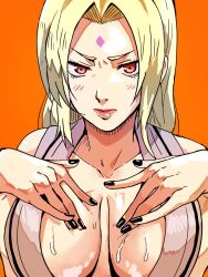 1girls bare_arms bare_shoulders big_breasts black_nail_polish black_nails blonde_hair blush boruto:_naruto_next_generations brown_eyes busty cleavage female female_only forehead_jewel forehead_mark hand_on_breast hi_res high_resolution highres inner_sideboob kimono large_breasts light-skinned_female light_skin lips lipstick looking_at_viewer mature mature_female milf nail_polish nari_(nari149528) naruto naruto:_the_last naruto_(classic) naruto_(series) naruto_shippuden painted_nails pale-skinned_female pale_skin pink_lips pink_lipstick pinup presenting_breasts shounen_jump sleeveless sleeveless_shirt solo tsunade upper_body voluptuous voluptuous_female wet wet_body wet_skin