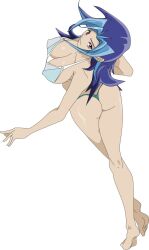 1girls alternate_breast_size ass bikini blue_hair fallere825 female female_only huge_breasts kamishiro_rio large_breasts looking_at_viewer red_eyes rio_kamishiro solo swimsuit white_background yu-gi-oh! yu-gi-oh!_zexal