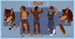 absurd_res canid canine canis clothed clothing druidogger ear_piercing gabu_(awoogabu) hi_res male mammal model_sheet nipples partially_clothed piercing simple_background solo wolf