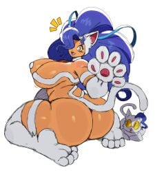 absurd_res ass big_ass big_breasts big_butt blue_hair breasts capcom cute cute_face darkstalkers feet felicia_(darkstalkers) felid feline female female_only feral fur hair hi_res huge_ass huge_butt humanoid large_breasts mammal marvel_vs._capcom marvel_vs._capcom_2 marvel_vs._capcom_3 open_mouth pawpads paws pupils sharp_teeth simple_background sitting_on_soles slit_pupils solo_focus sssonic2 tail tan_body tan_skin teeth white_body white_fur yellow_eyes