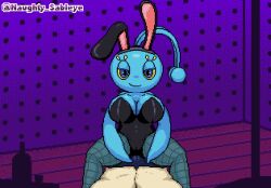 2020s 2023 animated artist_name big_breasts blinking blue_body blue_eyes blue_skin breasts bulge bulge_fondling bunny_costume camel_toe cleavage clothed clothing costume digital_media_(artwork) duo erection erection_under_clothing fake_ears fake_rabbit_ears female fin first_person_view fishnet fishnet_legwear human human_on_humanoid human_pov humanoid interspecies legendary_pokemon legwear looking_at_viewer male male/female male_pov mammal manaphy naughtysableye nintendo on_lap pixel_(artwork) pixel_animation pixel_art pokémon_(species) pokemon pokephilia rubbing rubbing_penis sitting_on_another sitting_on_lap smile smirk smirking_at_viewer spread_legs spreading strip_club teasing thick_thighs