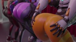 3d 4girls amelie_lacroix animated ass ass_focus ass_shake blizzard_entertainment bodysuit brown_hair d.va d.va_(overwatch_2) female female_only from_behind gloves hana_song hands_on_ass huge_ass jiggle kiriko_(overwatch) kiriko_kamori kishi leaning leaning_forward leggings leggings_under_shorts lena_oxton long_hair multiple_girls ninja overwatch overwatch_2 ponytail purple_hair shiny shiny_clothes short_shorts shorts skin_tight tagme thick_thighs tracer twerking video widowmaker