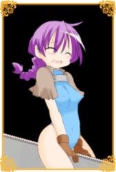 animated carrot_(dungeon_party) dungeon_party female purple_hair wooden_horse