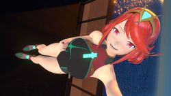 3d aidenhet big_breasts big_butt core_crystal female female_focus female_only huge_breasts nintendo partially_nude pyra_(xenoblade) red_eyes red_hair short_hair smile smiling xenoblade_(series) xenoblade_chronicles_(series) xenoblade_chronicles_2