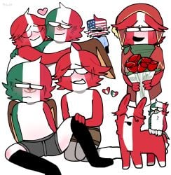 2boys chullo countryhumans male male_only mexico_(countryhumans) peru_(countryhumans) simple_background white_background yaoi