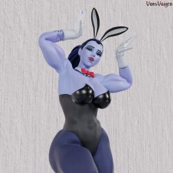 1girls 3d abs amelie_lacroix ass big_ass big_breasts blizzard_entertainment bowtie breasts bunny_ears bunny_girl bunny_tail bunnysuit easter female female_only fit fit_female looking_at_viewer muscular muscular_female overwatch overwatch_2 purple_skin solo tattoo thick_thighs vonsvaigen wide_hips widowmaker yellow_eyes