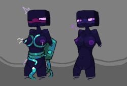 1boy 2girls blush breast_grab breast_squeeze breasts embarrassed enderman enderwoman female female_focus female_penetrated forced glow_squid_(minecraft) groping_breasts lactation minecraft mob_vote nude_female rape tentacle vaginal_penetration